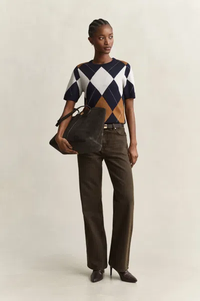 Gant Wool Argyle Short Sleeve Sweater In Multi