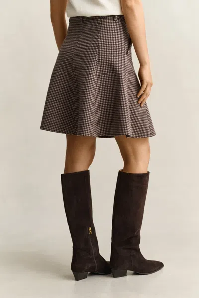 Gant Flared Houndstooth Skirt In Multi