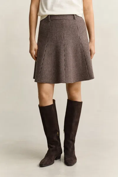 Gant Flared Houndstooth Skirt In Multi