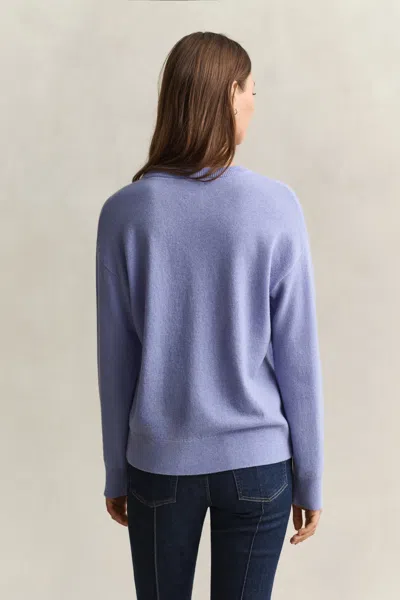 Gant Superfine Lambswool Crew Neck Sweater In Blue