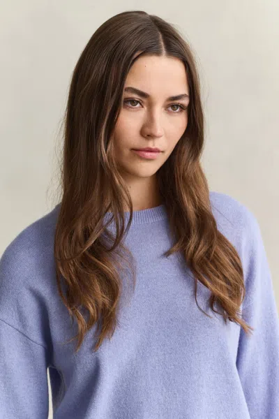 Gant Superfine Lambswool Crew Neck Sweater In Blue