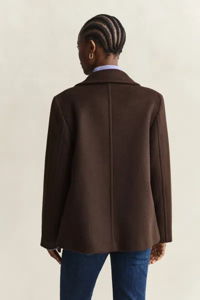 Gant Wool Blend Peacoat In Deep Brown