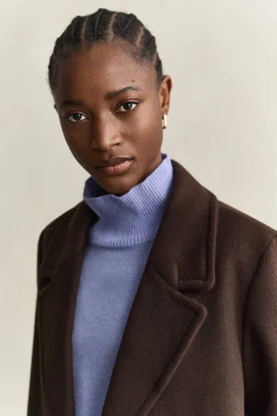 Gant Wool Blend Peacoat In Deep Brown