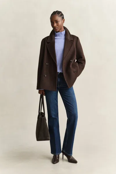 Gant Wool Blend Peacoat In Deep Brown