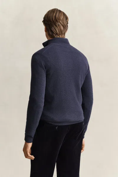 Gant Lambswool Half-zip Sweater In Blue