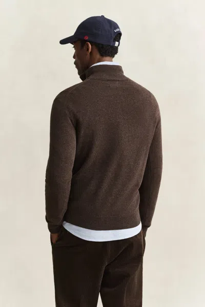 Gant Lambswool Half-zip Sweater In Brown