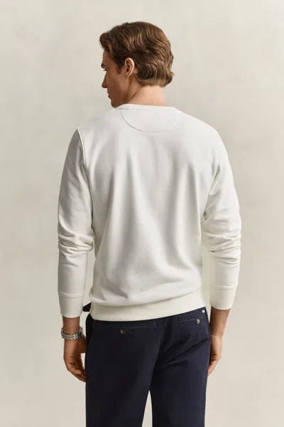 Gant Shield Crew Neck Sweatshirt In White