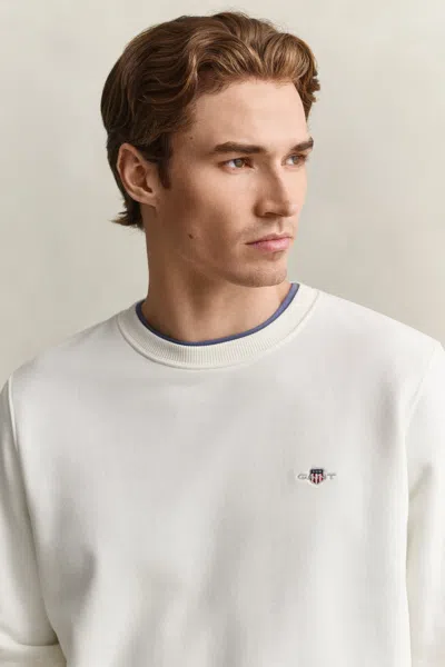 Gant Shield Crew Neck Sweatshirt In White