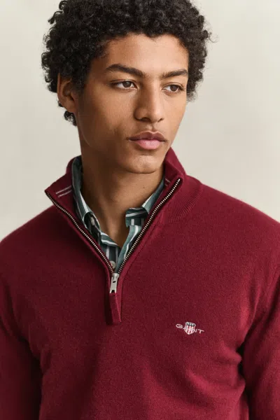 Gant Lambswool Half-zip Sweater In Red