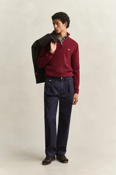 Gant Lambswool Half-zip Sweater In Red