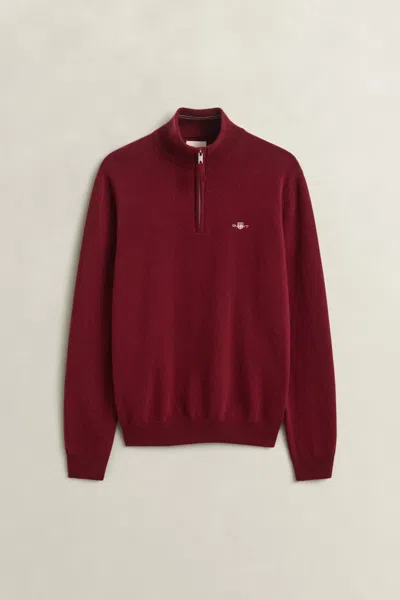 Gant Lambswool Half-zip Sweater In Red