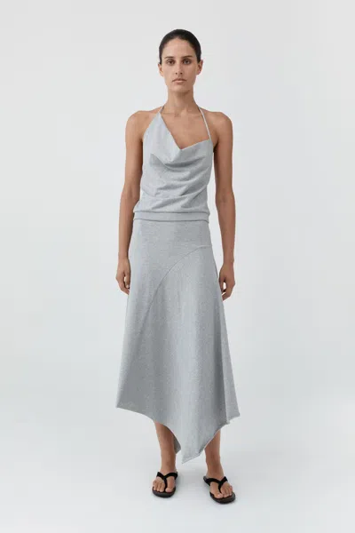 St Agni Asymm Drape Skirt In Light Grey Marle