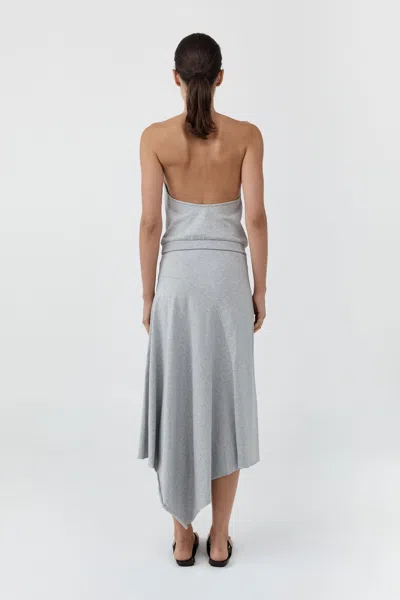 St Agni Asymm Drape Skirt In Light Grey Marle