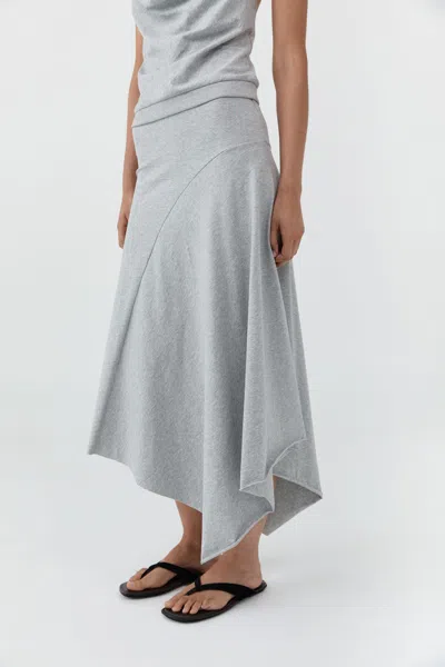 St Agni Asymm Drape Skirt In Light Grey Marle
