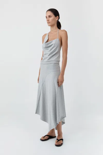 St Agni Asymm Drape Skirt In Light Grey Marle