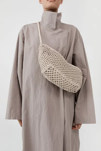 St Agni Mesh Crescent Bag In Ecru