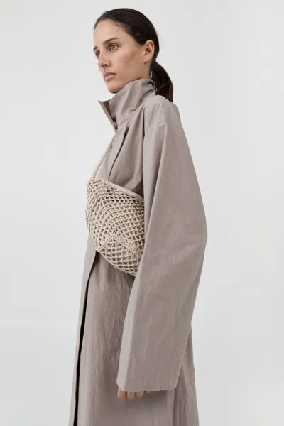 St Agni Mesh Crescent Bag In Ecru