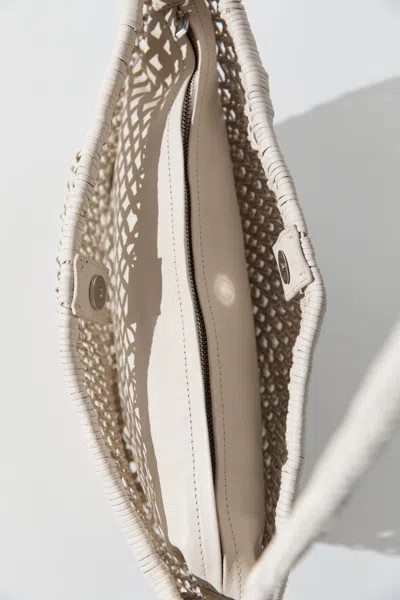 St Agni Mesh Crescent Bag In Ecru