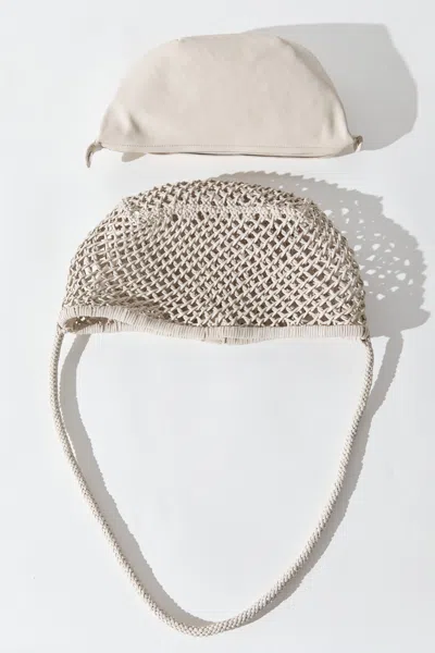 St Agni Mesh Crescent Bag In Ecru