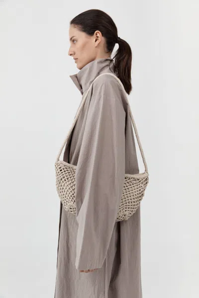 St Agni Mesh Crescent Bag In Ecru