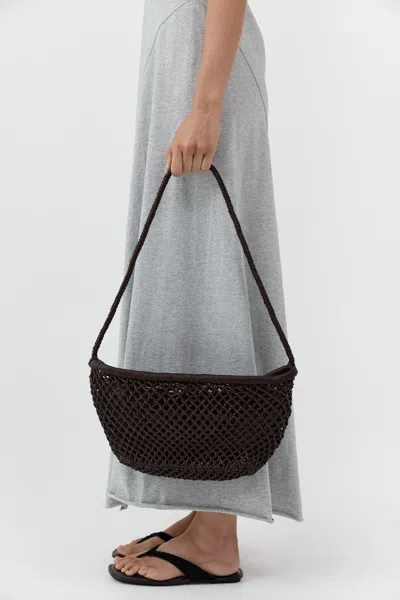 St Agni Mesh Crescent Bag In Coffee