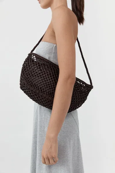 St Agni Mesh Crescent Bag In Coffee