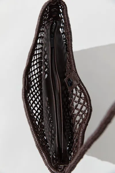 St Agni Mesh Crescent Bag In Coffee