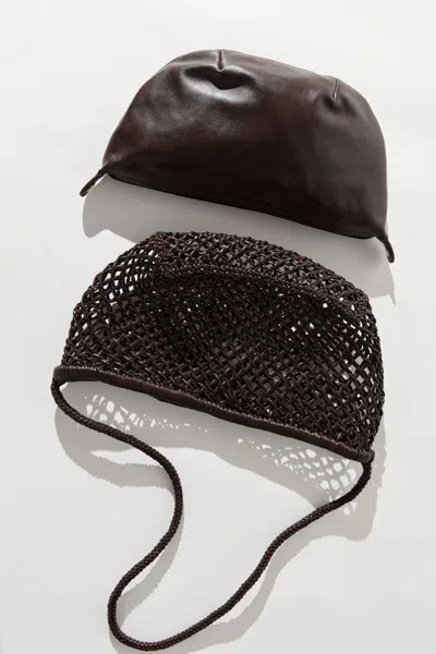 St Agni Mesh Crescent Bag In Coffee