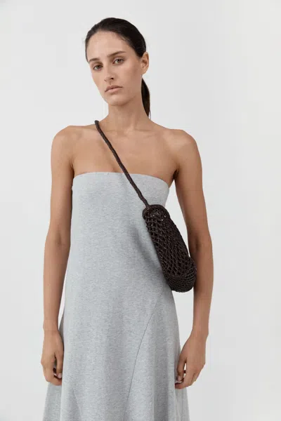 St Agni Mesh Crescent Bag In Coffee