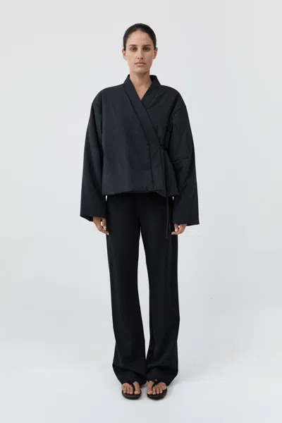 St Agni Pillow Wool Wrap Jacket In Dark Graphite