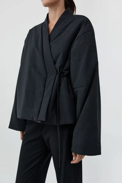 St Agni Pillow Wool Wrap Jacket In Dark Graphite