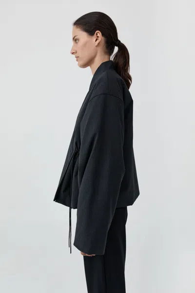 St Agni Pillow Wool Wrap Jacket In Dark Graphite