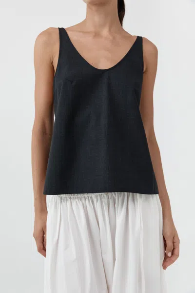 St Agni Wool Rouleau Tie Top In Dark Graphite