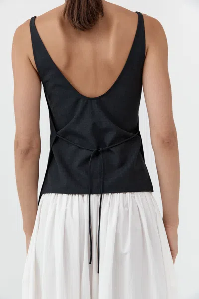 St Agni Wool Rouleau Tie Top In Dark Graphite