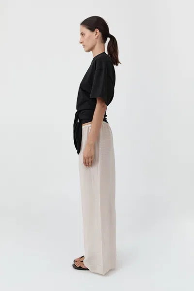 St Agni Cotton Jersey Split Back Tee Black In Black