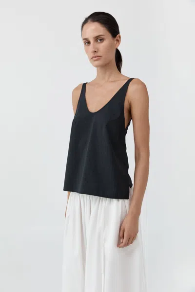 St Agni Wool Rouleau Tie Top In Dark Graphite