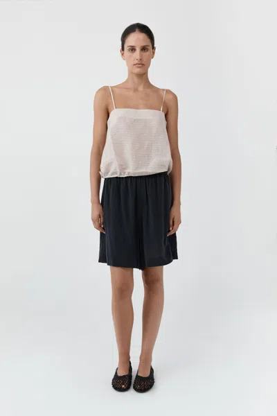 St Agni Woven Check Drawstring Cami In Soft Ash