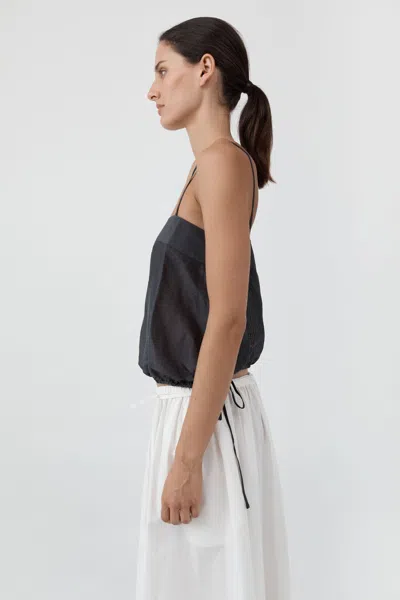 St Agni Woven Check Drawstring Cami In Iron Glaze