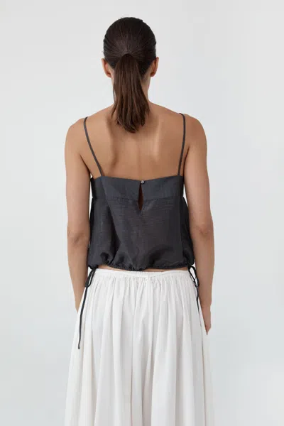 St Agni Woven Check Drawstring Cami In Iron Glaze