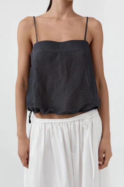 St Agni Woven Check Drawstring Cami In Iron Glaze