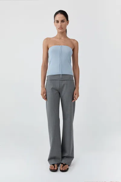 St Agni Wool Strapless Top In Light Steel