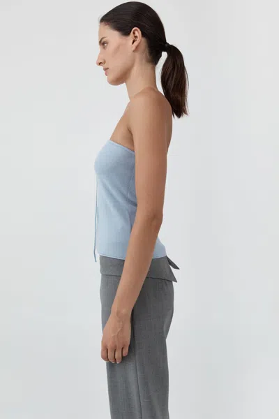St Agni Wool Strapless Top In Light Steel