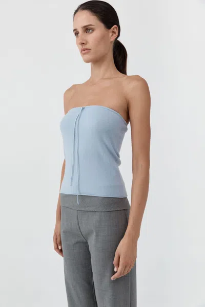St Agni Wool Strapless Top In Light Steel