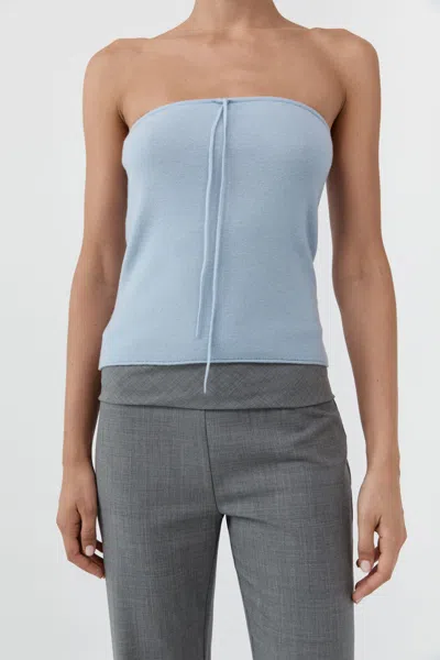 St Agni Wool Strapless Top In Light Steel