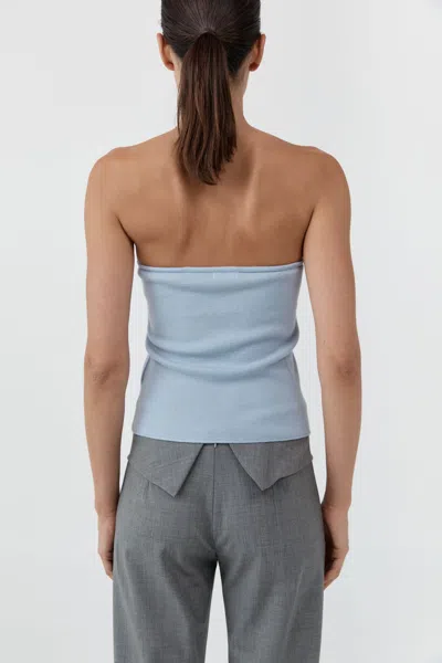 St Agni Wool Strapless Top In Light Steel