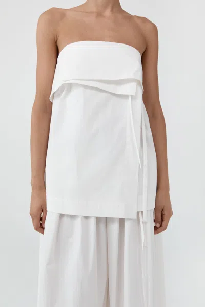 St Agni Strapless Wrap Top In Off White