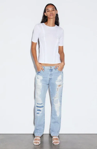 Frame Rib Reverse Seam T-shirt In White