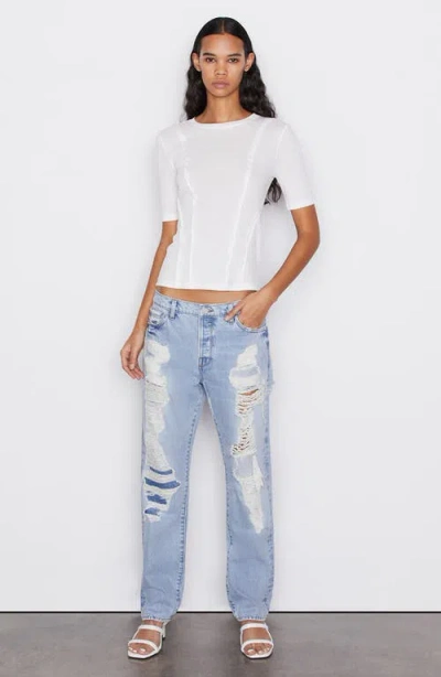Frame Rib Reverse Seam T-shirt In White