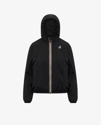 K-way Hooded Jacket Elasticated Cuffs Packable Design In Black