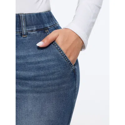 Bloomchic Stretch Drawstring Waist Patch Pockets Jeans In Blue